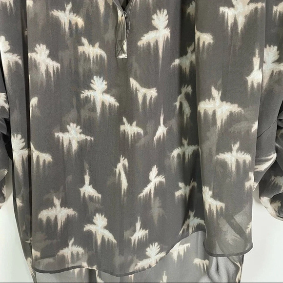 Rebecca Taylor Free Bird Sheer Taupe 3/4 Sleeve Blouse Size 0 - Picture 7 of 11